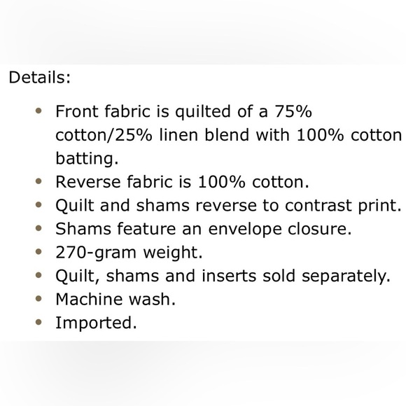Pottery Barn Adelise Reversible Cotton Linen Floral Quilt Queen